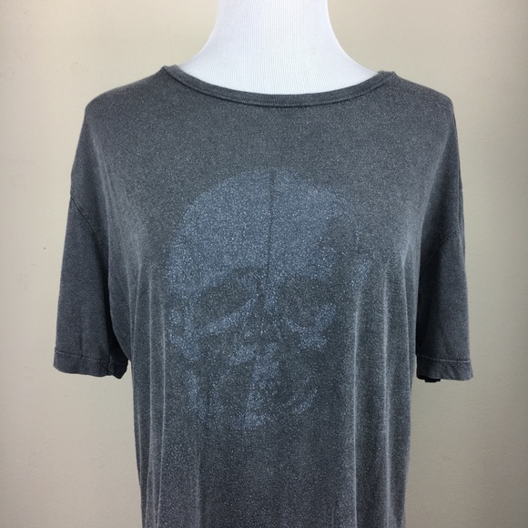 Brandy melville faded skull gray stone wash ITALY MODAL COTTON super soft shirt - Picture 2 of 8